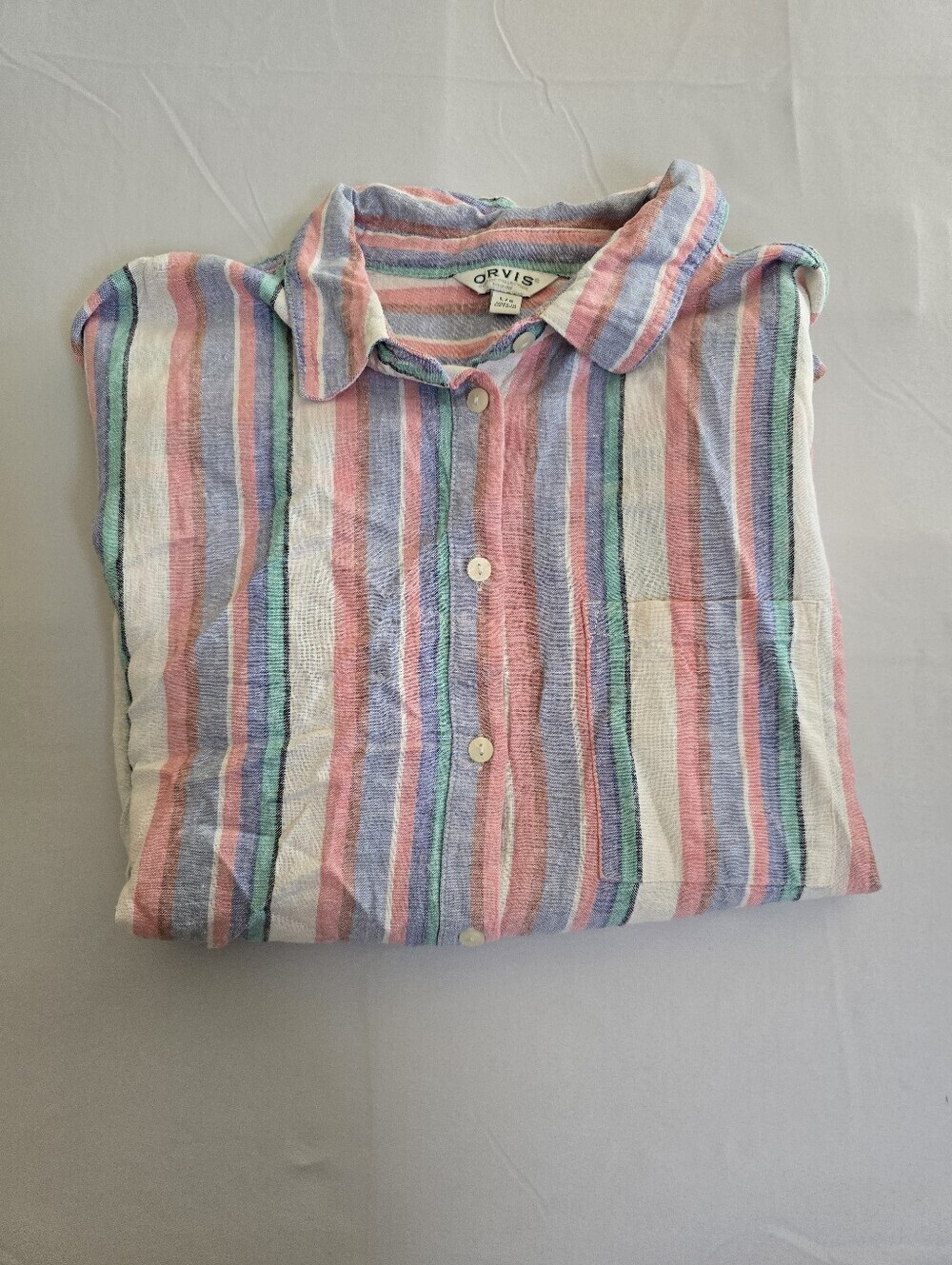 Orvis Linen Blend Button Down Top Size Large